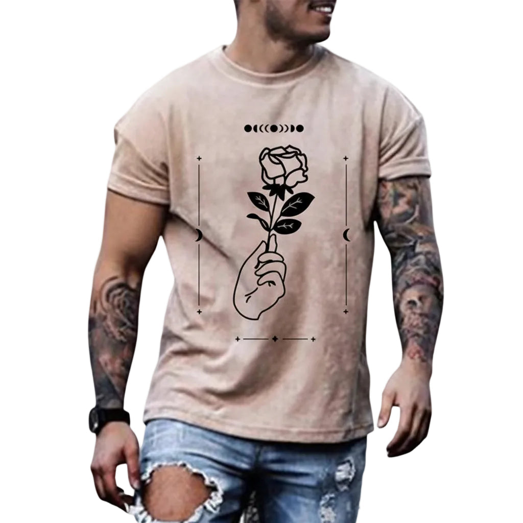 Herren T-Shirt Große Größen Print Rundhals Kurzarm Lockerer Schnitt