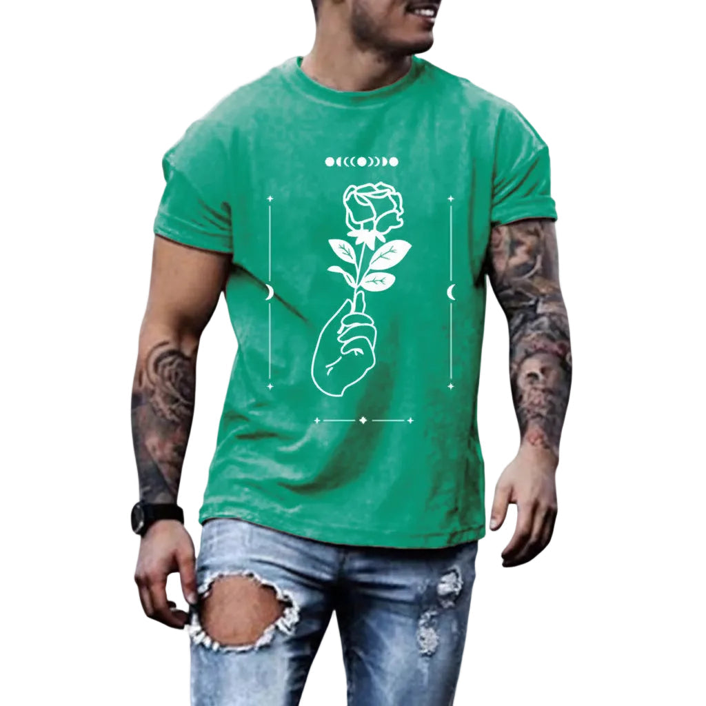 Herren T-Shirt Große Größen Print Rundhals Kurzarm Lockerer Schnitt