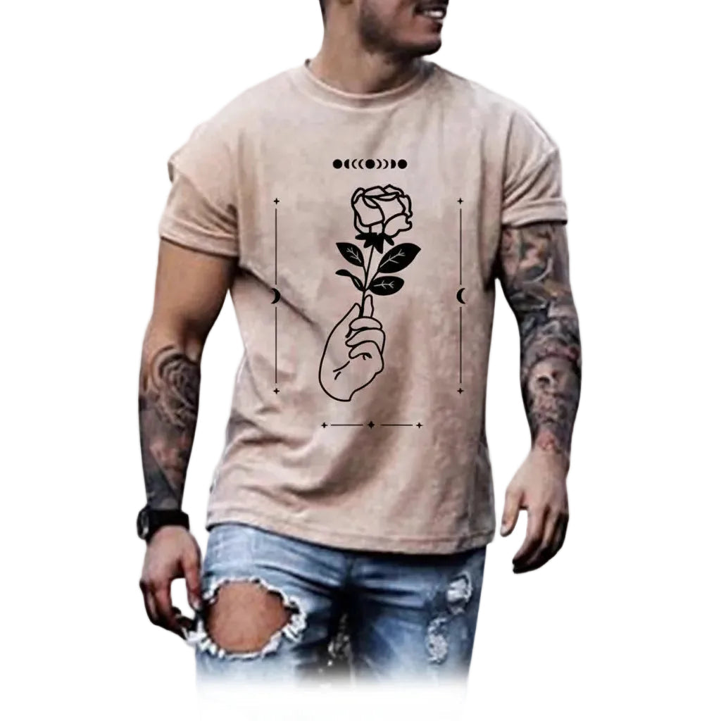 Herren T-Shirt Große Größen Print Rundhals Kurzarm Lockerer Schnitt