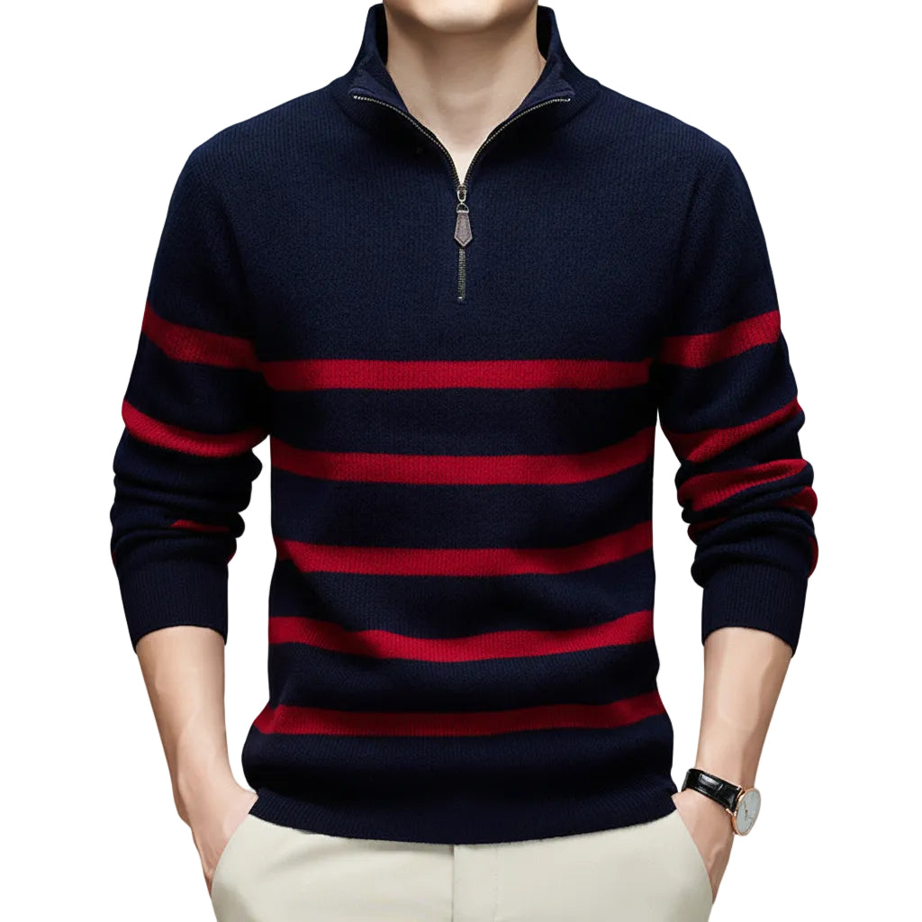 Herren Sweater Gestreift Rundhals Lange Ärmel Lockerer Schnitt