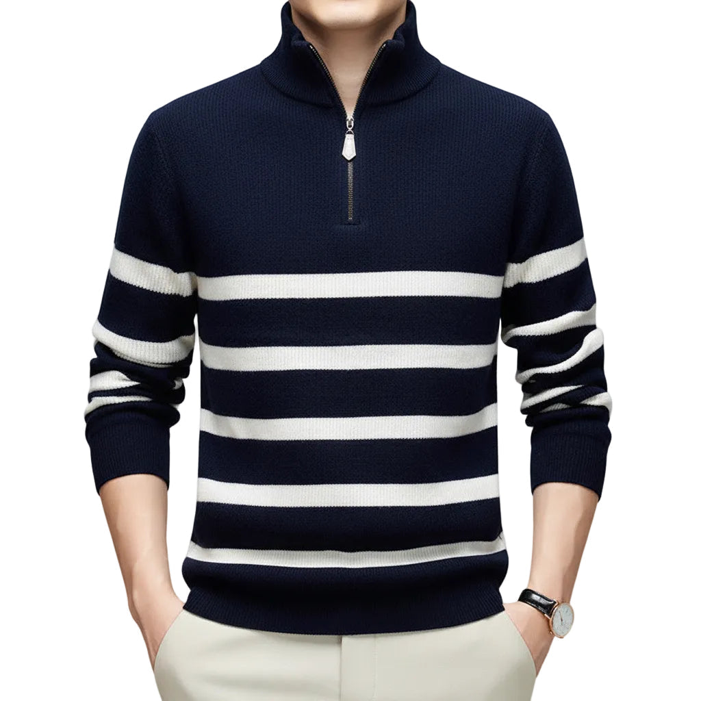 Herren Sweater Gestreift Rundhals Lange Ärmel Lockerer Schnitt
