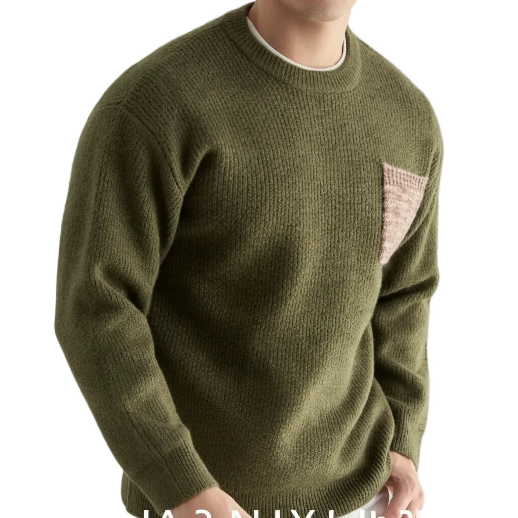 Herren Sweater Rundhals Strick Lange Ärmel Gerade Passform