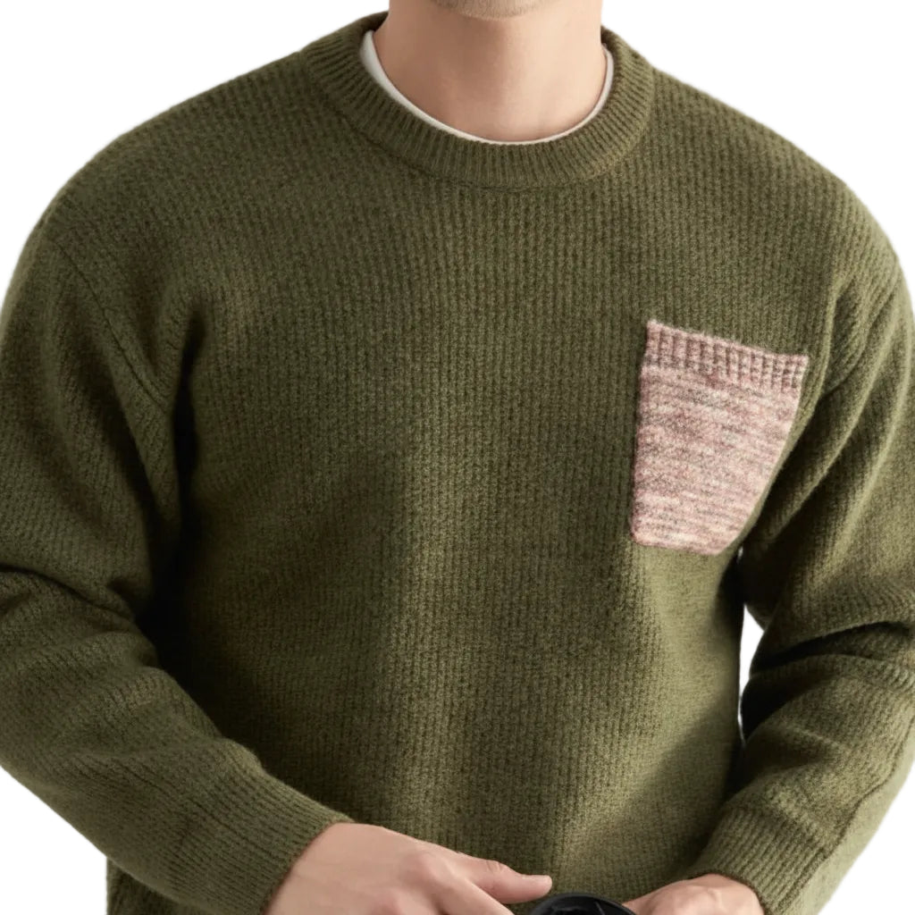 Herren Sweater Rundhals Strick Lange Ärmel Gerade Passform