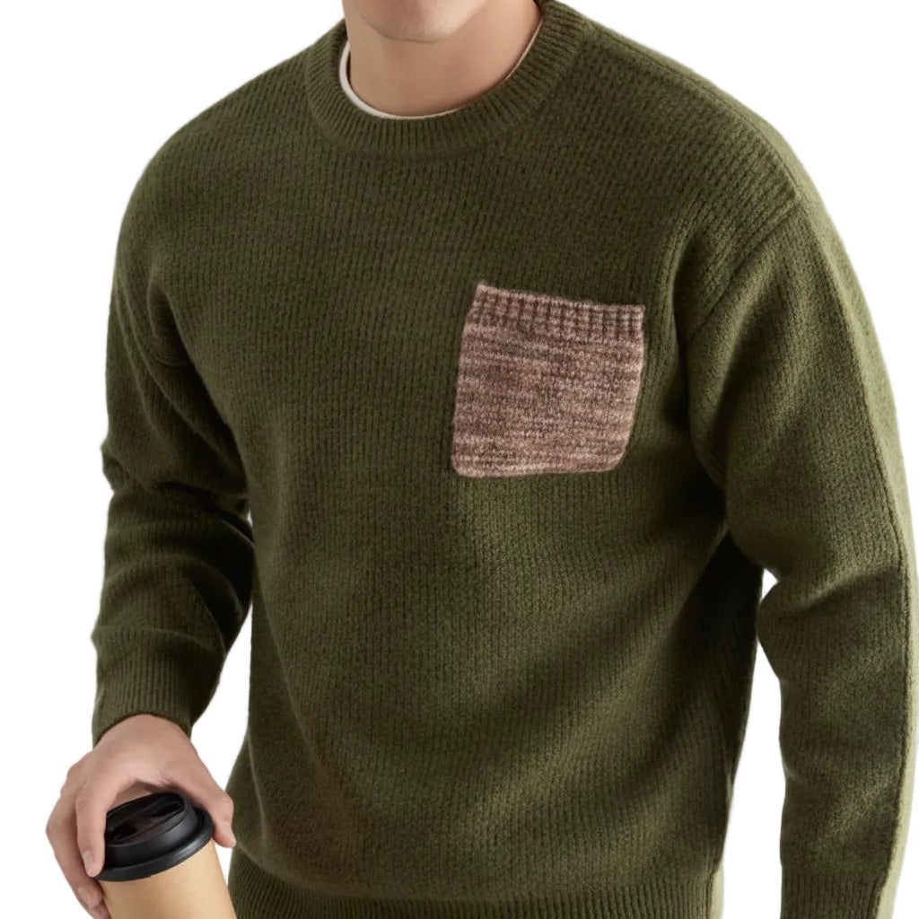 Herren Sweater Rundhals Strick Lange Ärmel Gerade Passform
